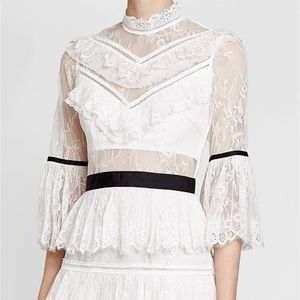 SELF PORTRAIT Like New EUC US 6 White lace cocktail dress.